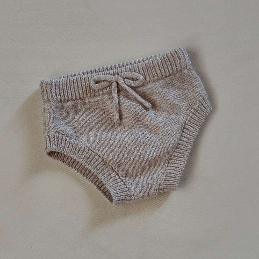 MANGO Knit Bloomers – 1–3 Months, Taupe, Excellent Condition